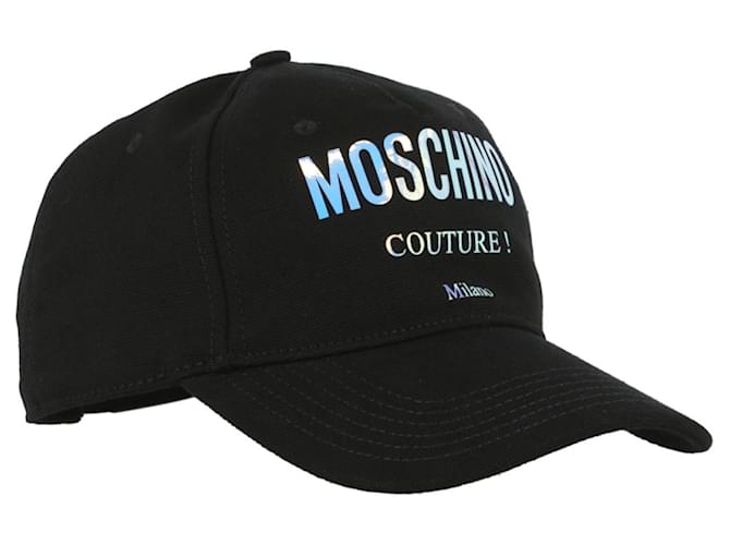 Cappello Moschino Logo Iridescente Nero Cotone  ref.661813