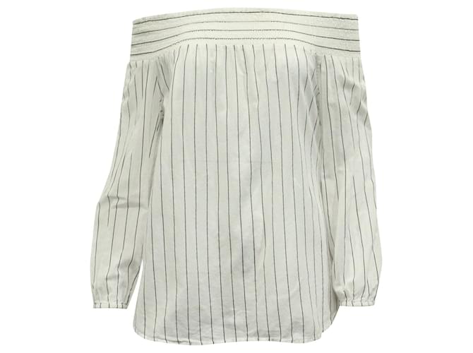 Michael Kors Off the shoulder top, striped fabric, 3/4 length sleeves White Cotton  ref.661827