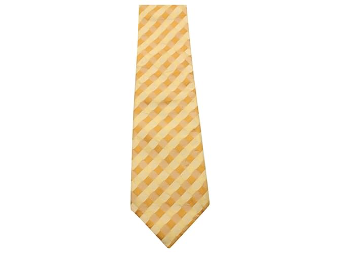 Cravate Kenzo Orange & Jaune à Carreaux Soie  ref.661829