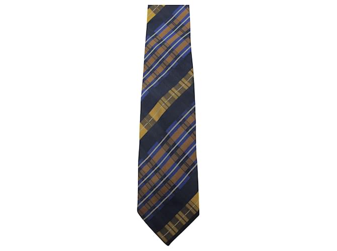 Cravatta Kenzo a righe blu e oro Seta  ref.661830
