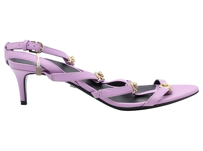 Versace Sandales Medusa Strappy en Cuir Violet Pastel  ref.661835