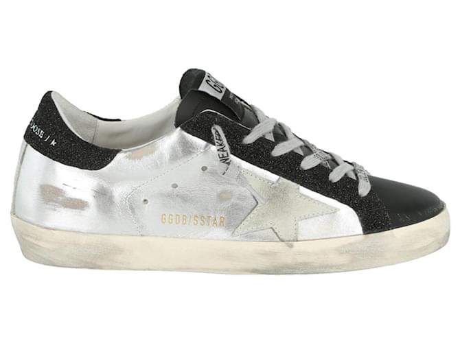 Women's Super-Star in white leather with gray suede star
