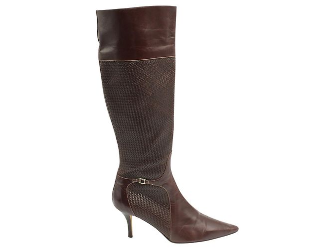 Cole Haan Botas de cano alto tecido marrom escuro