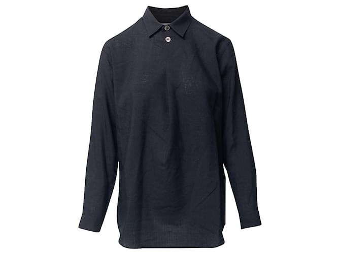 Yohji Yamamoto Hemd mit Kragen aus schwarzer Wolle  ref.661895