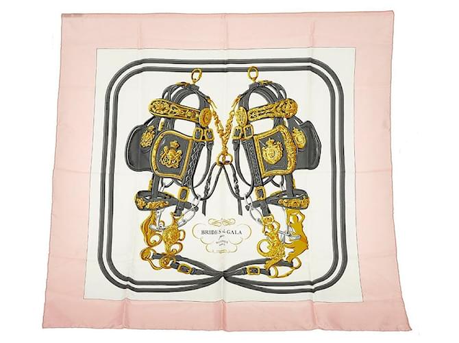Silk In hermès foulard en soie brides de gala rose  ref.661927