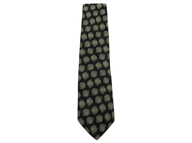 Emporio Armani Cravatta in seta stampata nera e verde  ref.661931