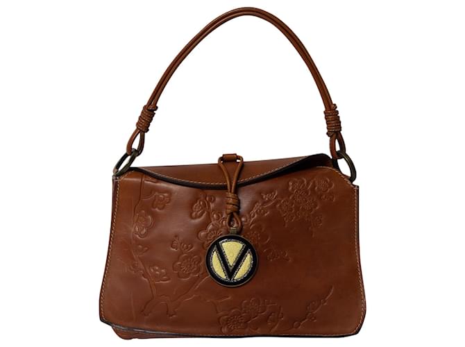 Valentino Garavani Flower Embossed Hobo Bag in Brown Leather  ref.661980