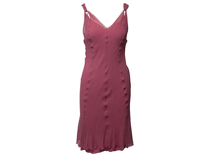 Alberta Ferretti Midi Dress in Pink Silk Joli Closet