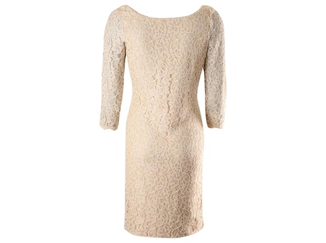 Diane Von Furstenberg Robe en dentelle Zarita à manches longues en rayonne beige Fibre de cellulose Marron  ref.662135