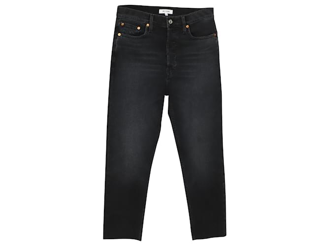 Jeans Distressed Re/Done em algodão preto  ref.662168