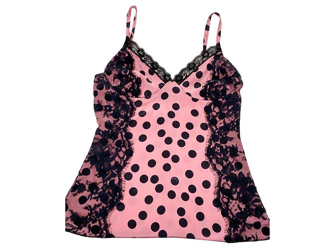 Dolce & Gabbana Top alças tecido e renda Preto Rosa