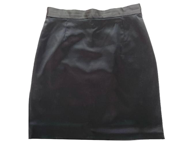 Dolce & Gabbana falda de talle alto Negro Satén  ref.662175