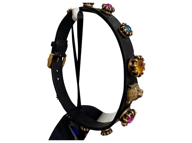 Marmont Collar Gucci de cuero con cristales Multicolor