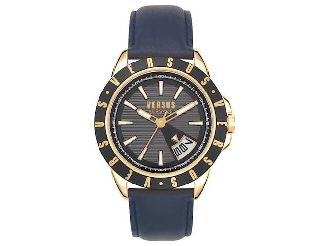 Versus Versace Arthur Relógio de Couro Dourado Metálico  ref.662305