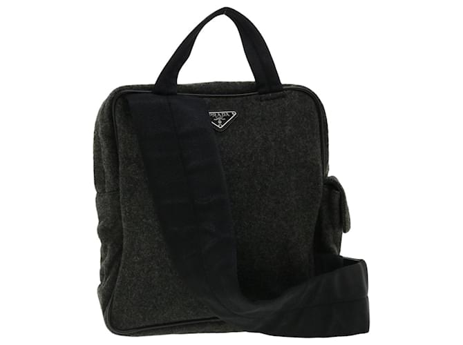 PRADA Shoulder Bag Wool Gray Auth 31512 Grey  ref.662670