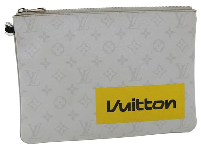 LOUIS VUITTON Monogram white Clutch Bag M68310 LV Auth 31684 Cloth