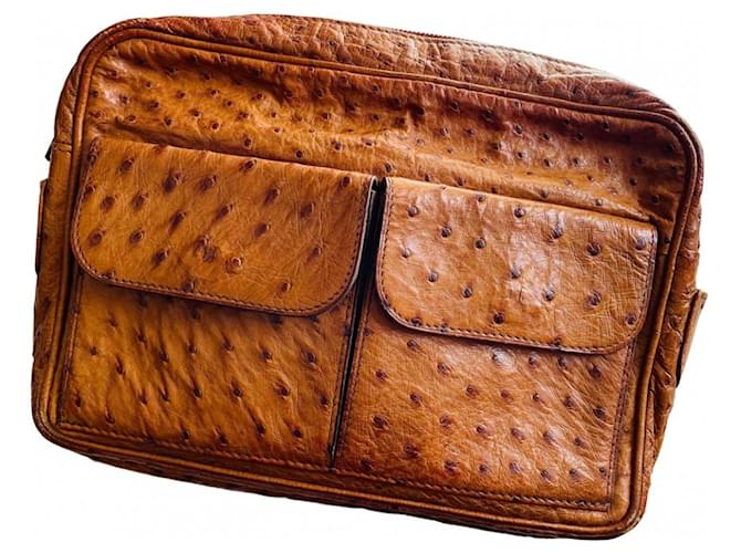 Céline vintage ostrich bag Caramel Ostrich leather  ref.662756