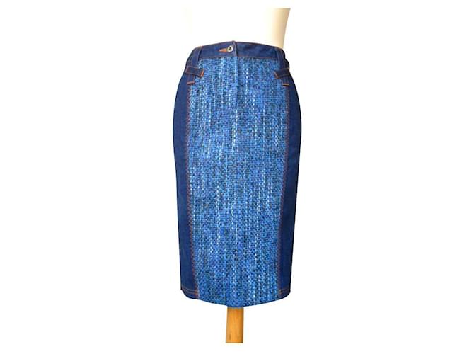 D&G Blue Denim Skirt With Bouclé  ref.662823
