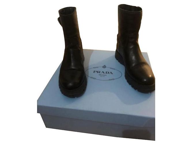 Prada Lambskin Ankle Boots Black