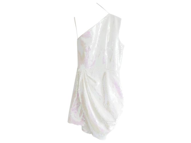 Autre Marque Alex Perry Kea Minikleid mit Pailletten an einer Schulter Pink Weiß