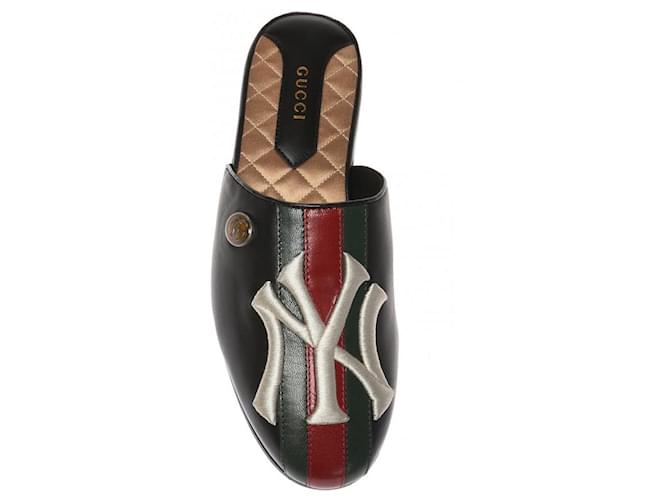 GUCCI CLOGS GUCCI X NY YANKEES Black Leather  ref.663369