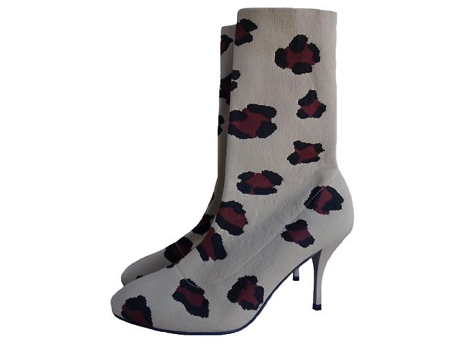 STUART WEITZMAN VIOLETTA TAN LEOPARD PRINT SOCK BOOT