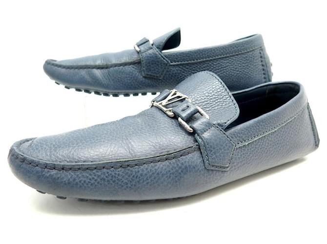 LOUIS VUITTON HOCKENHEIM MOCCASIN SHOES 10 44 BLUE LEATHER LOAFER SHOES Navy blue  ref.663536