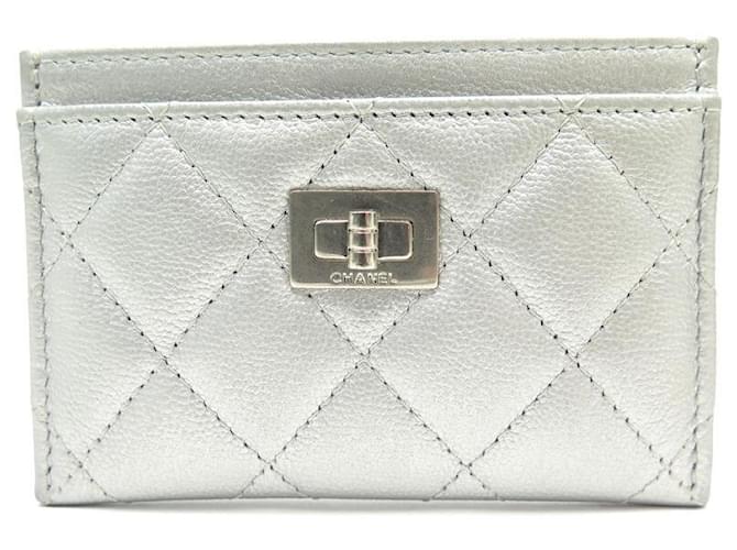 Leather card wallet Chanel Silver in Leather - 32142985