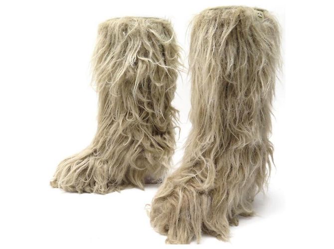 Tamanho de botas Chanel 36 BOTAS BEGE DE PELE Falso