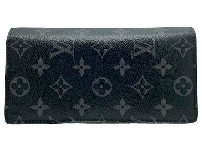 Louis Vuitton Black Monogram Eclipse Portefeuille Brazza Wallet Cloth  ref.663771 - Joli Closet