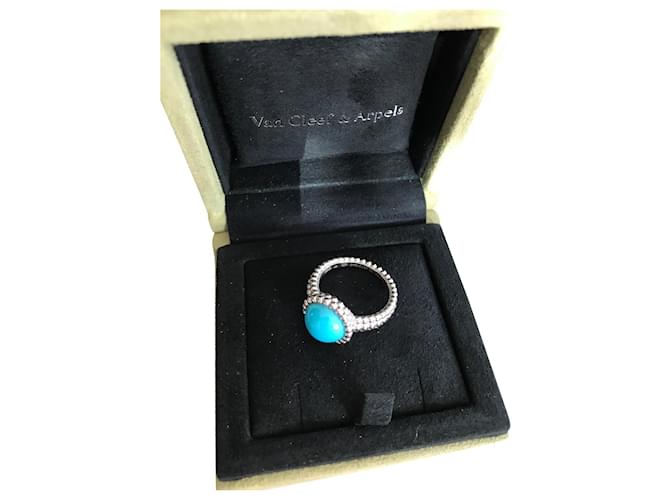 Van cleef & arpels beaded ring Turquoise White gold  ref.664374