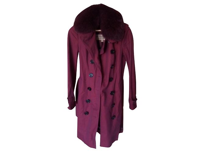 Burberry Trenchcoat Dunkelrot Baumwolle Kaschmir Bordeaux