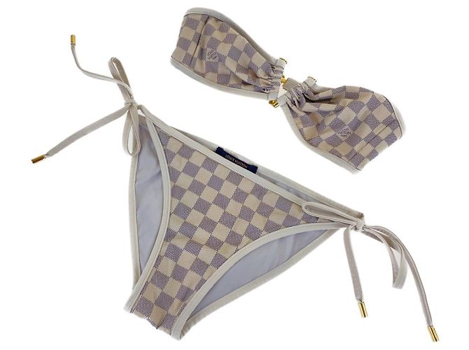 LOUIS VUITTON Damier Azur Weißer Badeanzug-Bikini