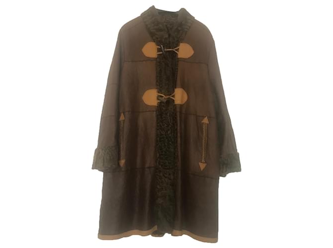 Dior Coats, Outerwear Brown Leather Fur  ref.664587