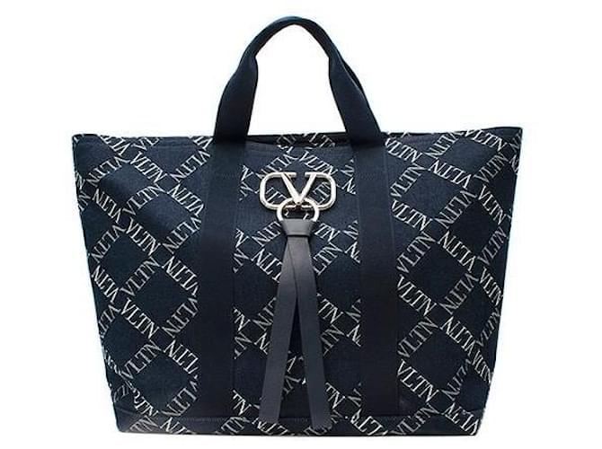 Valentino V-Ring VLTN Indigo Denim Tote Bag Blue ref.664689 - Joli