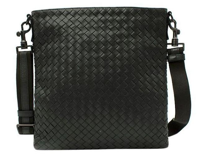 Bottega Veneta Grey Leather Intrecciato Messenger Bag  ref.664733