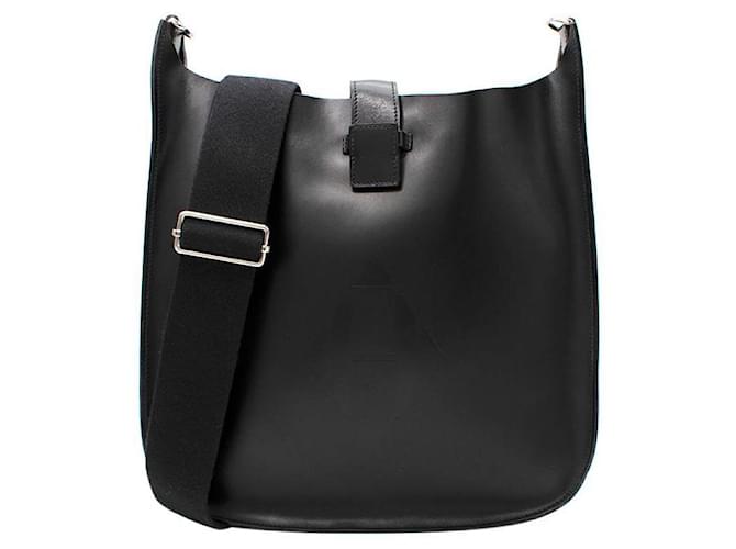 Hermès Black Hunter Cowhide Evelyne Sellier Bag 33 PHW Leather  ref.664753