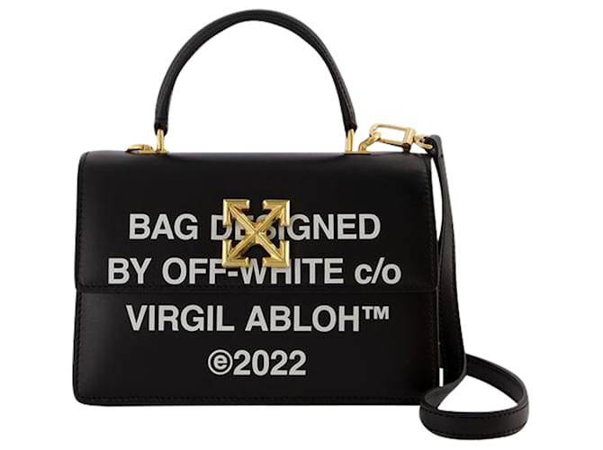 Off White Jitney Quote 1.4 Bag in Black / White Leather  ref.665096