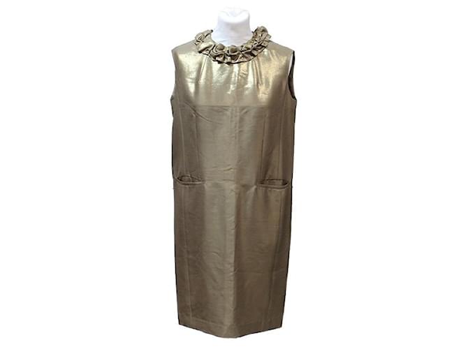 Yves Saint Laurent Dresses Bronze Silk  ref.665366