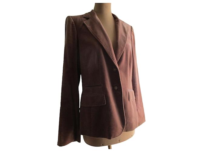 Gerard Darel Blazerjacke aus blassrosa Samt, Taille 42. Pink Baumwolle  ref.665437