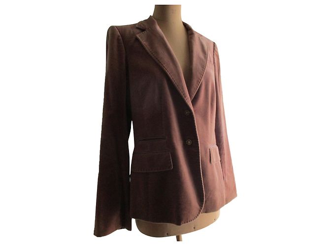 Gerard Darel Giacca blazer in velluto rosa polvere, taille 42.