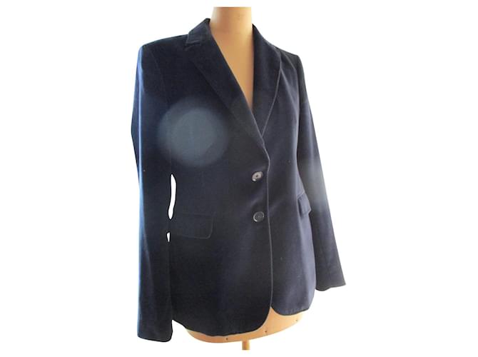 Autre Marque Night velvet blazer jacket, taille 42. Navy blue Cotton  ref.665438