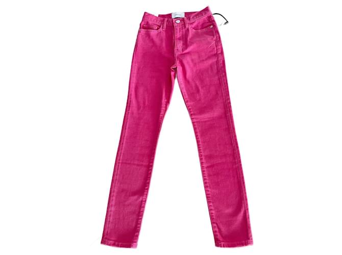 Current Elliott calça jeans Current/Elliott rosa choque. 23  (32-34 francês) Skinny cintura ultra altaNEW Algodão Elastano  ref.665511