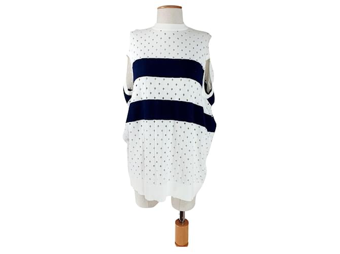 Rodier Knitwear White Navy blue Cotton Cashmere  ref.665512