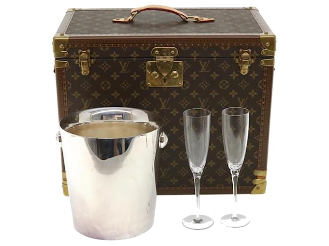 LOUIS VUITTON Monogram Champagne Case Baú M21825 Autenticação de LV 31844NO Lona  ref.665906