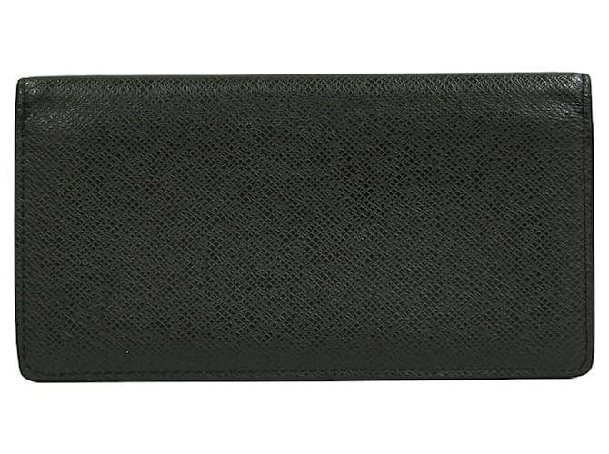 Louis Vuitton Portefeuille Long Schwarz Leder  ref.666156