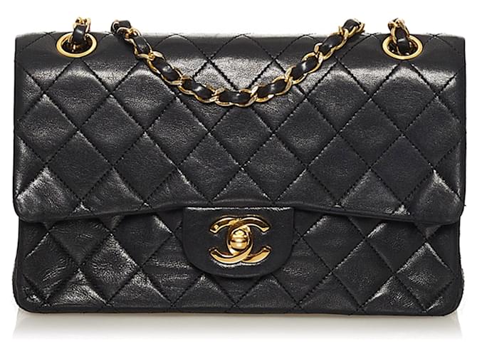 Chanel Black Small CC Matelasse Lambskin Flap Bag Leather ref
