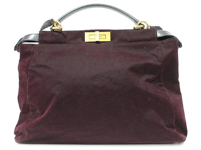 Fendi Handbags Grey Dark red Leather Velvet  ref.666230