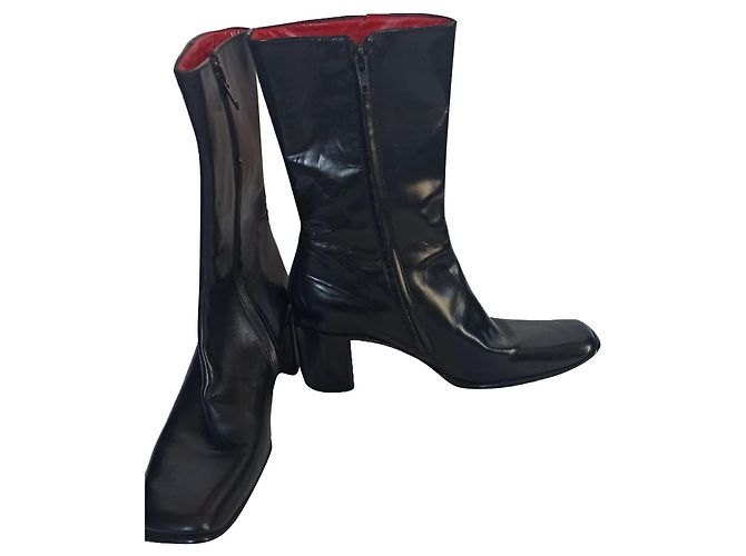 Bottines en cuir noir Free Lance