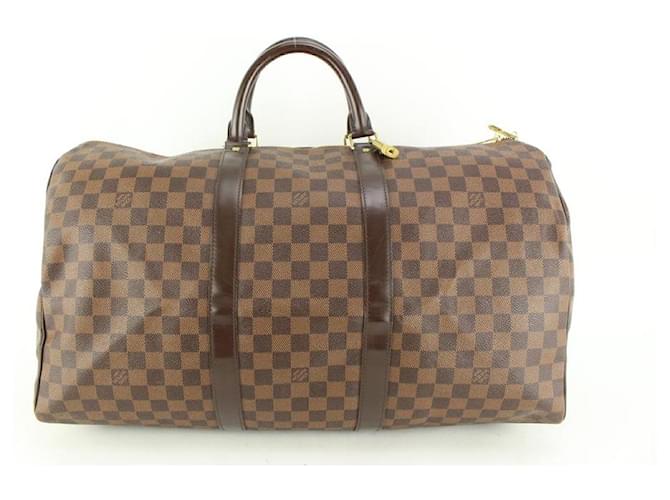 Louis Vuitton Damier Ebene Keepall 50 Duffle Bag Upcycle Ready Leather  ref.666428